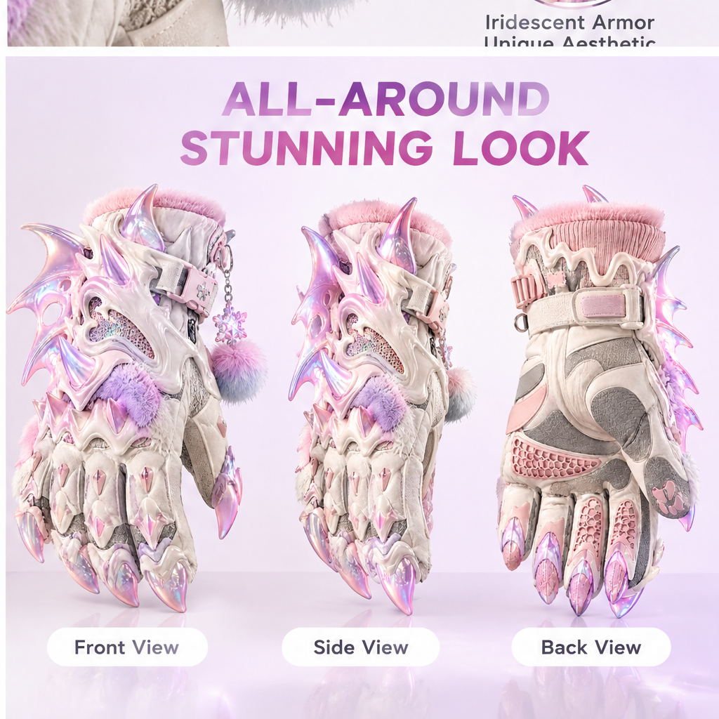 🎹ELOGLOEN® Kids Winter Ski Gloves - Cute Cat Ear Thermal Snow Gloves with Thick Plush Lining & Touchscreen Compatible Palm