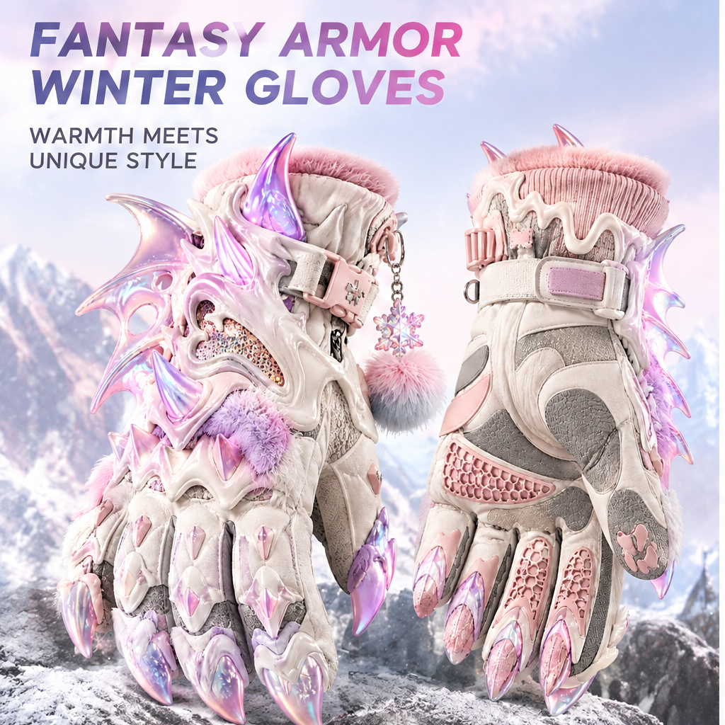 🎹ELOGLOEN® Kids Winter Ski Gloves - Cute Cat Ear Thermal Snow Gloves with Thick Plush Lining & Touchscreen Compatible Palm