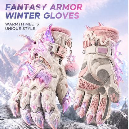 🎹ELOGLOEN® Kids Winter Ski Gloves - Cute Cat Ear Thermal Snow Gloves with Thick Plush Lining & Touchscreen Compatible Palm