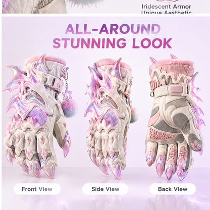 🎹ELOGLOEN® Kids Winter Ski Gloves - Cute Cat Ear Thermal Snow Gloves with Thick Plush Lining & Touchscreen Compatible Palm