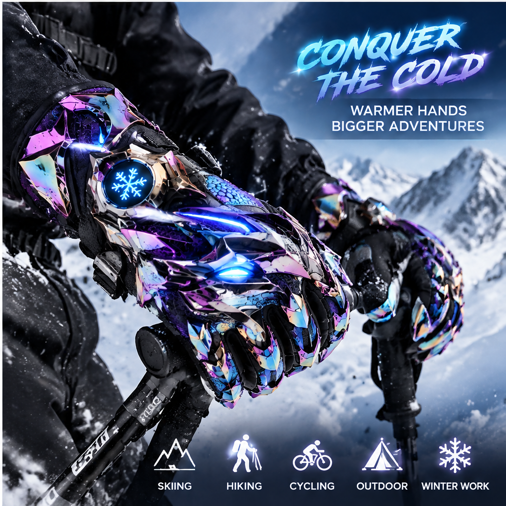 🎁ELOGLOEN® Heated Winter Gloves - Rechargeable Electric Thermal Ski Gloves with 3 Heating Levels & Touchscreen Compatible